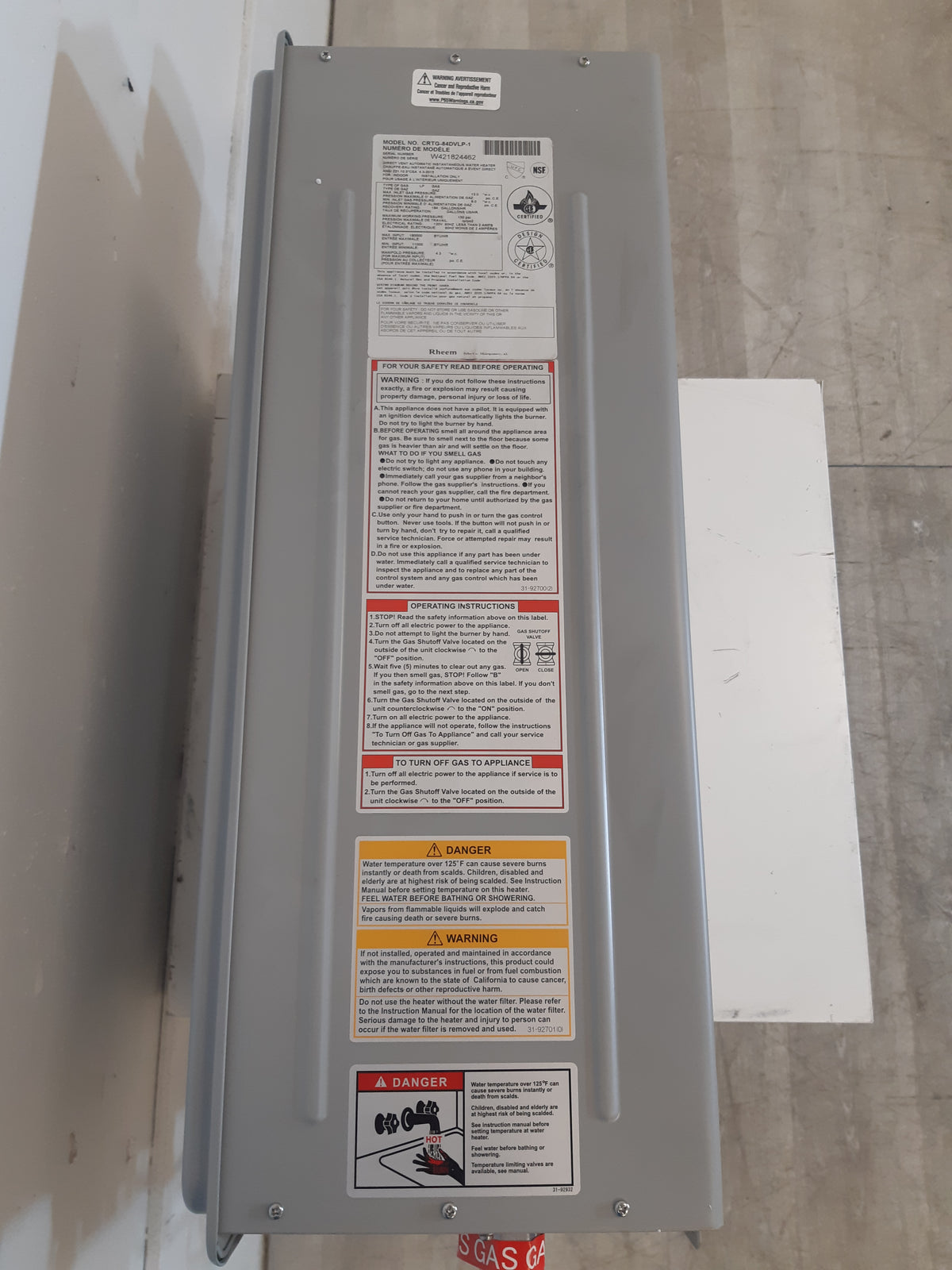 180,000 BTU Rheem Gas Water Heater