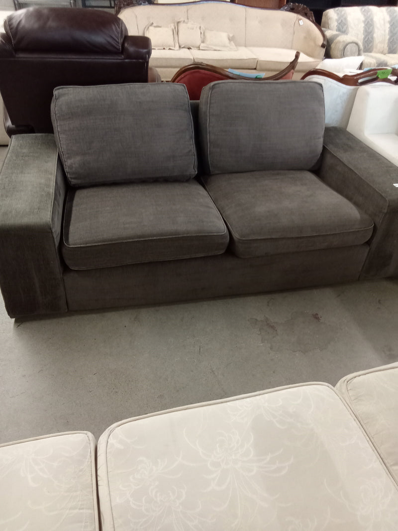 74"W Grey Fabric Love Seat