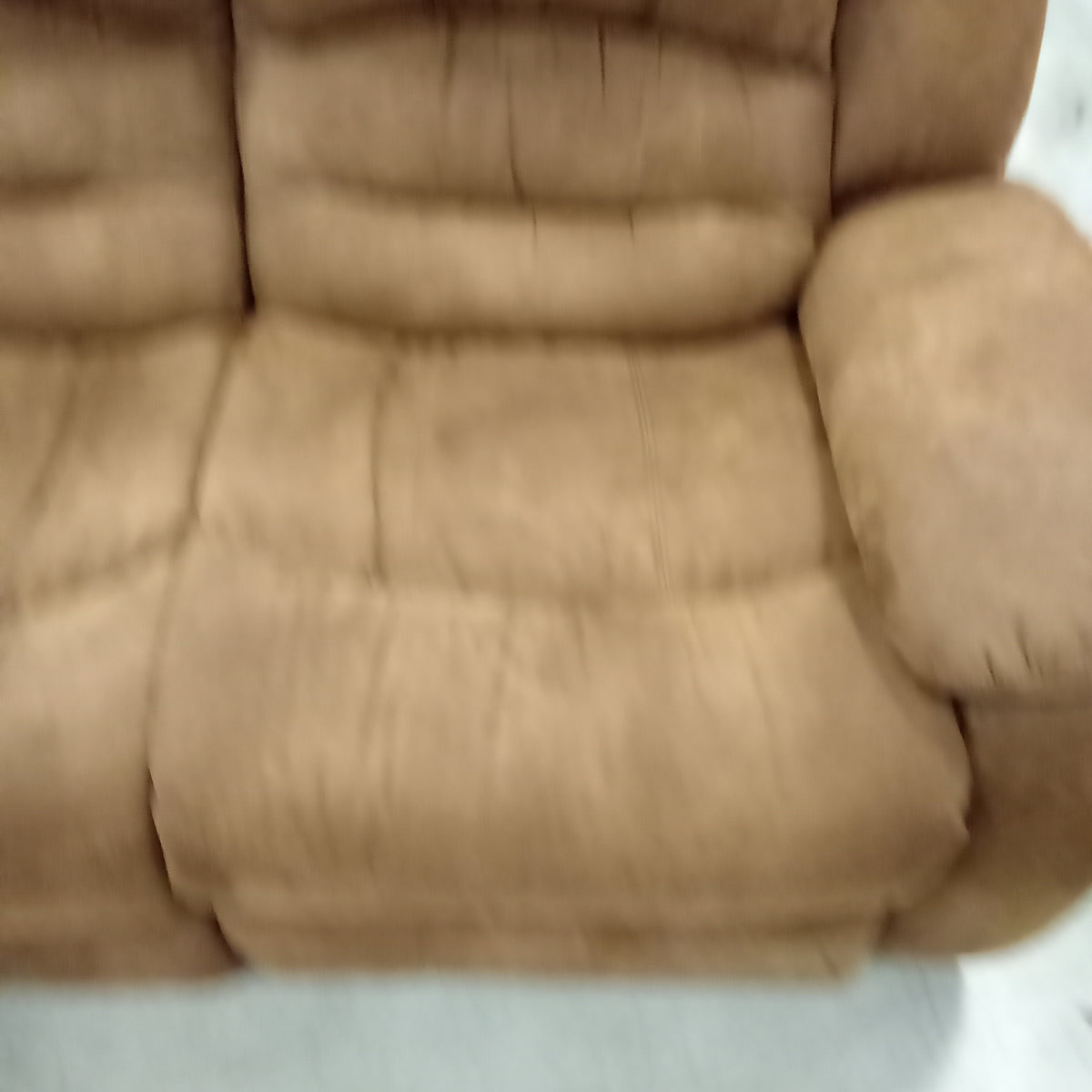 66"W Recliner Love Seat in Brown Faux Suede