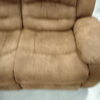 66"W Recliner Love Seat in Brown Faux Suede