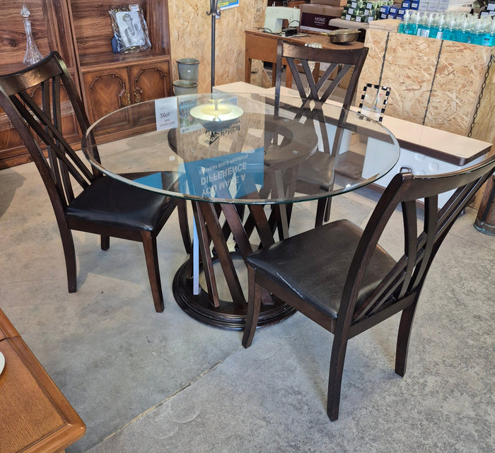 48" Round Glass Table with 3 Chairs