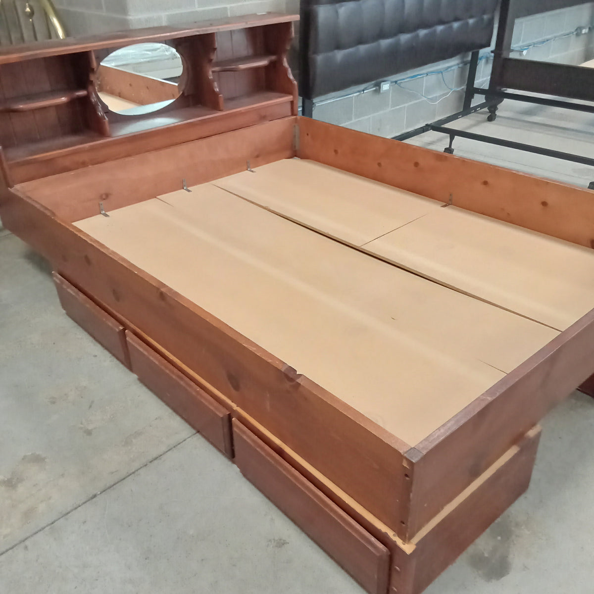 64"W Wooden Bed Frame with Storage - Queen
