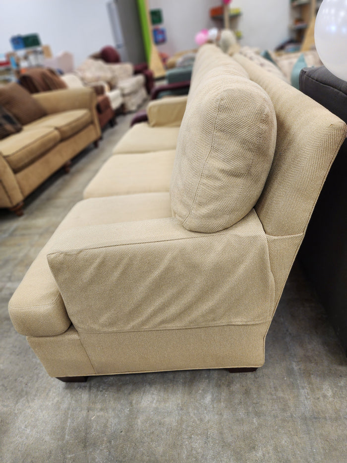 Beige Upholstered 3 Seater Sofa