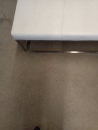 36"W Cream Leather Ottoman