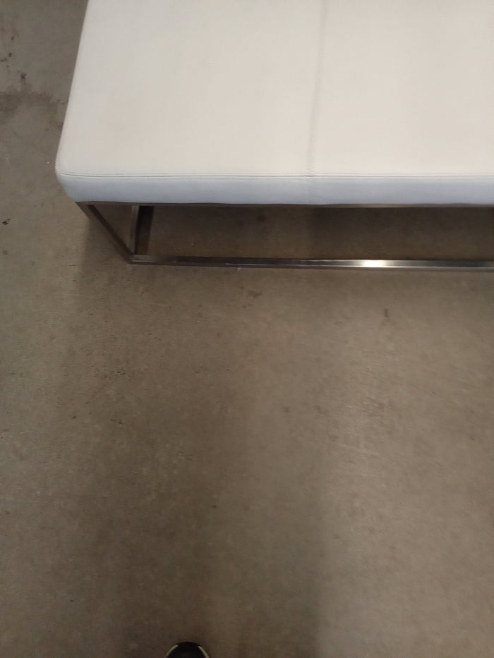 36"W Cream Leather Ottoman