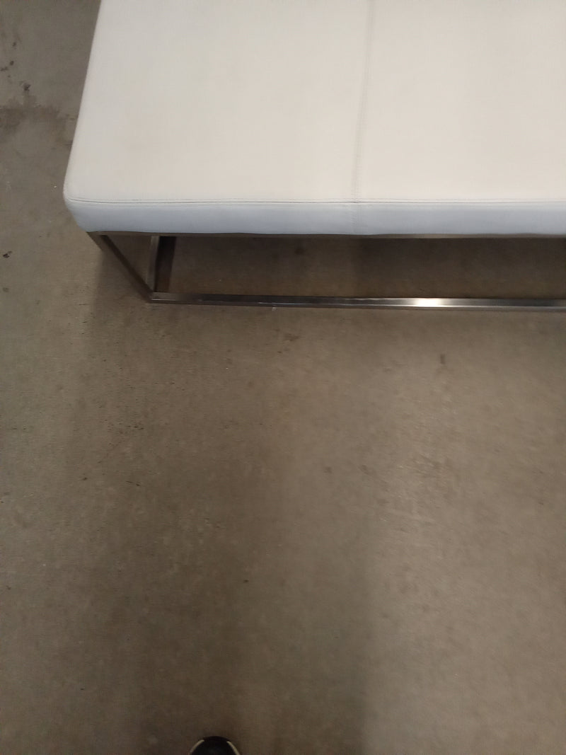 36"W Cream Leather Ottoman