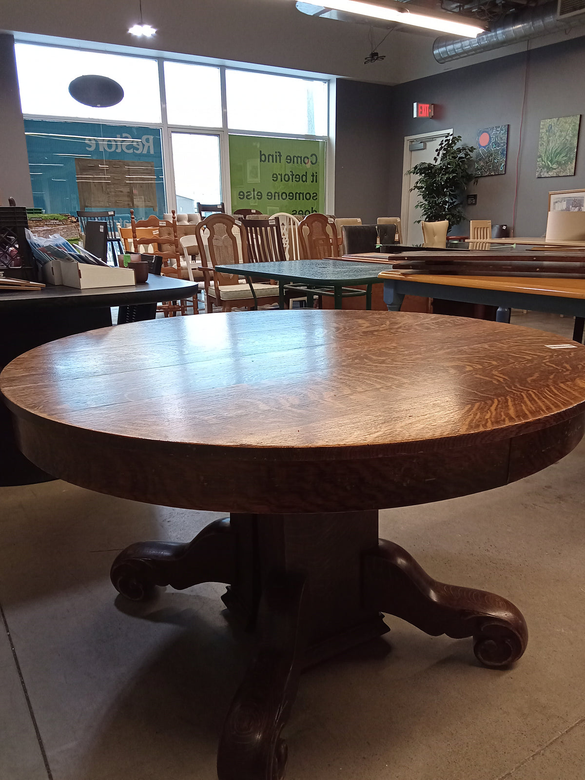 48" Diameter Solid Wood Dining Table with 2 Leaves