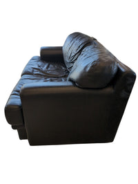 Genuine Leather Loveseat Sofa - Black
