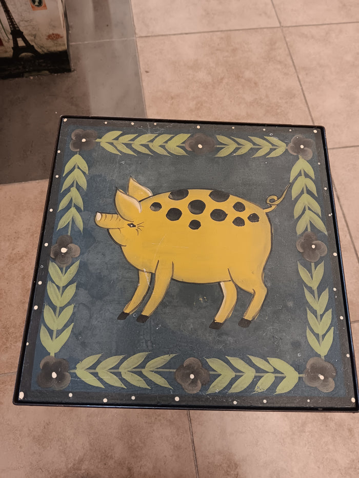 Hand Painted Wrought Iron Side Table