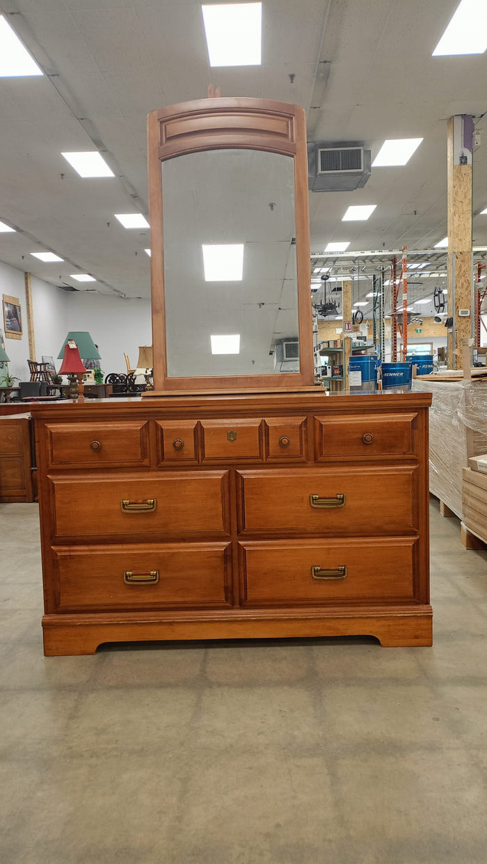Brown Dresser with Matching Mirror