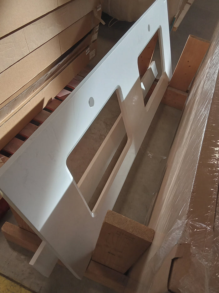 60" x 22" Diamond Quartz Double Sink Countertop and Backsplash