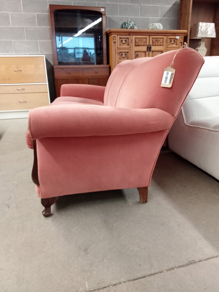 70"W Salmon Velvet Sofa