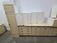 Set of 11 Light Green and White Kitchen Cabinets