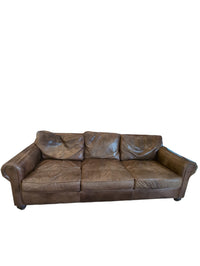 Brown Leather Three Seater Sofa