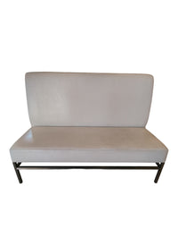 Cream Leather Bench with Chrome Legs
