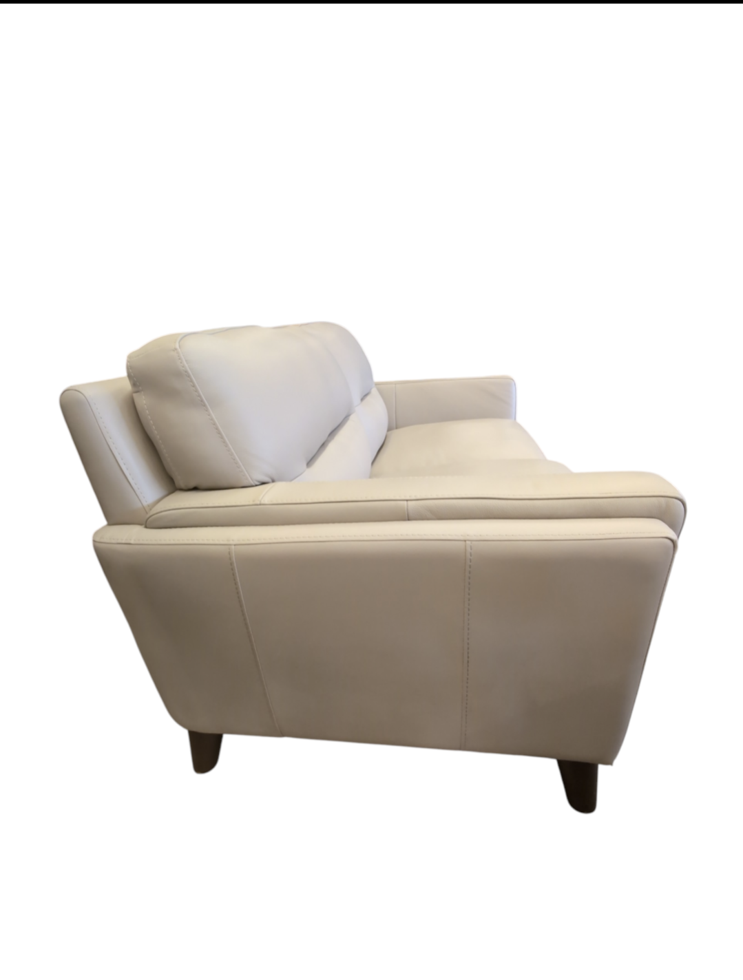 Loveseat Leather Cream Sofa With Wood Legs