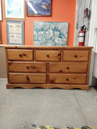 57"W Solid Wood 7-Drawer Dresser