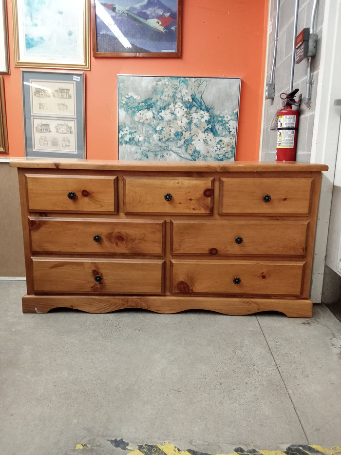 57"W Solid Wood 7-Drawer Dresser