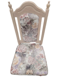 Light Blonde Pedestal Dining Set W/ Floral Chairs