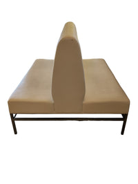 Cream Leather Bench with Chrome Legs