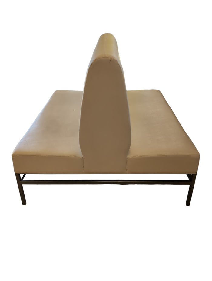 Cream Leather Bench with Chrome Legs