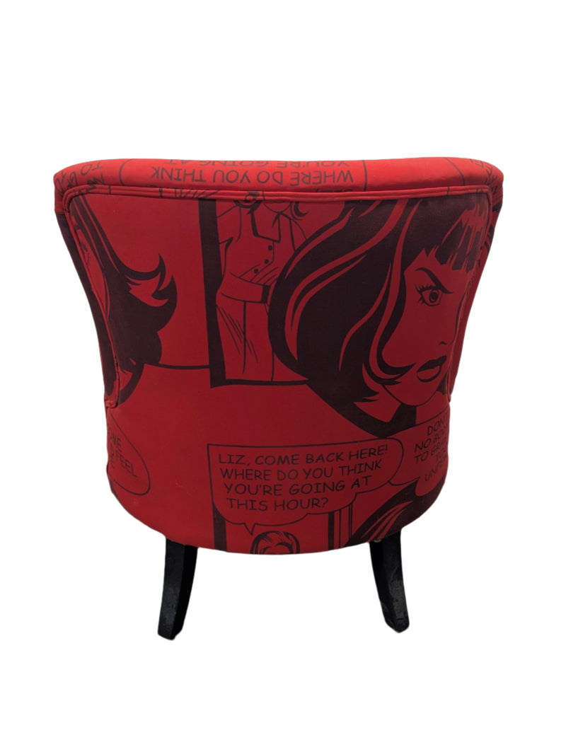 Red Comic Book Style Accent Chair
