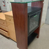 35.5"W electric Fireplace with Glass Mantle