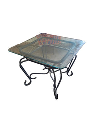 Glass Top Coffee Table W/ Wrought Iron Base