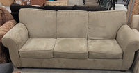 Beige Suede-Style 3-Seater Sofa
