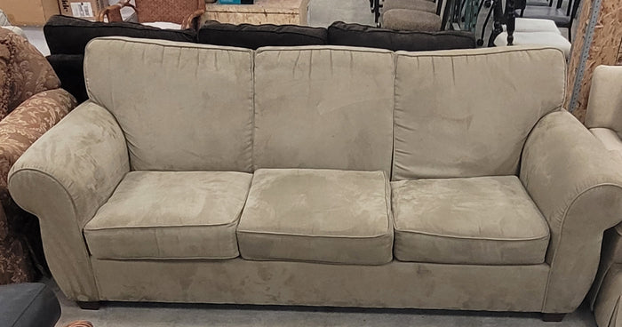Beige Suede-Style 3-Seater Sofa