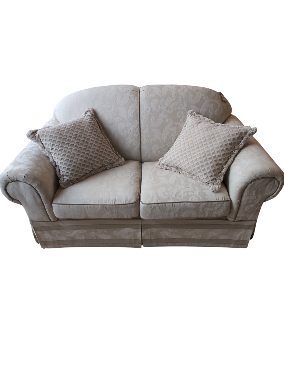 Classic Damask Rolled Arm Upholstered Loveseat Sofa W/Cushion