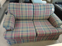 58"W 2-Seat Sofa in Multicolored plaid Fabric