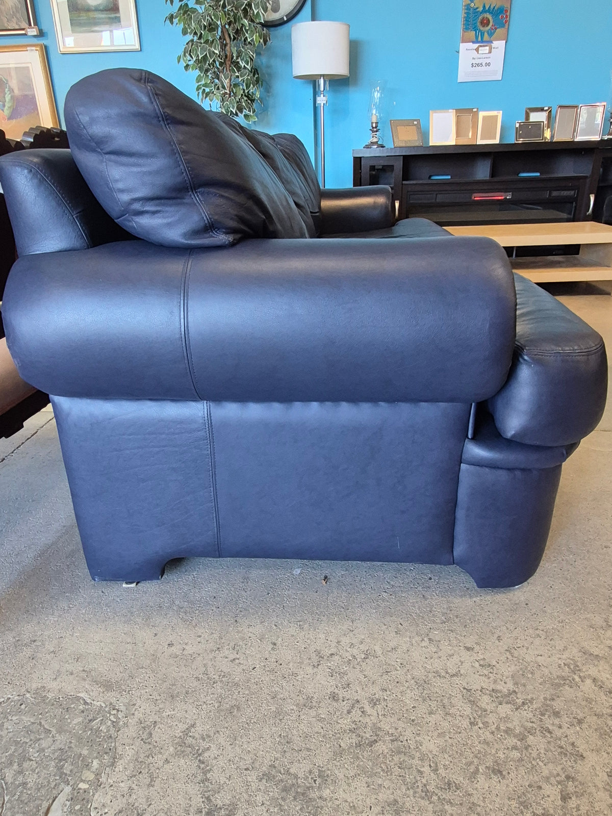 Navy Leather Sofa