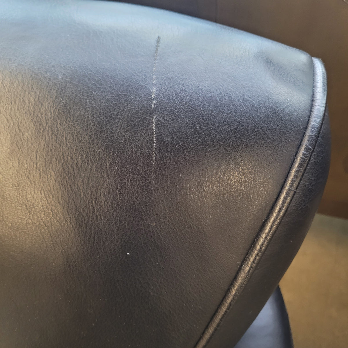 83"W Black Leather 3-Seater Sofa