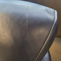 83"W Black Leather 3-Seater Sofa