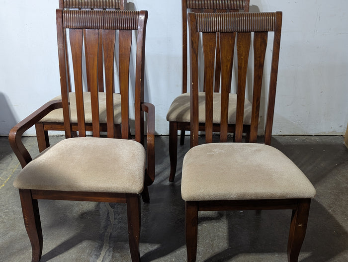 Set of 4 Beige/Antique Stain Dining Chairs