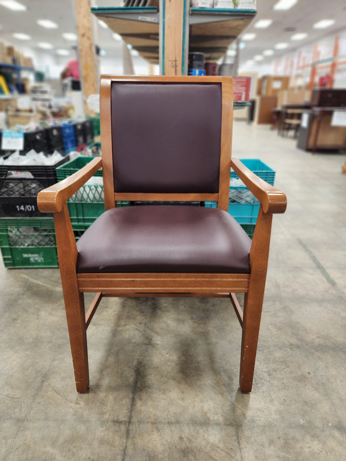Light Wood & Faux Leather Armchair