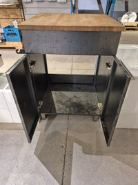 24" Metal Shop Cabinet with Butcher Block Top