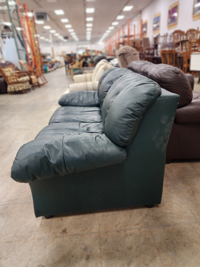 Dark Green Faux Leather Sofa