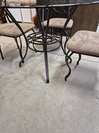 45" Round Glass Top Dining Set with 4 Chairs
