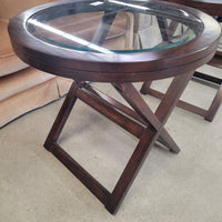 26"Diameter Side Table with Glass Top