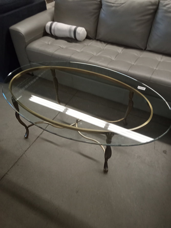 52"W Oval Coffee Table with Glass Top