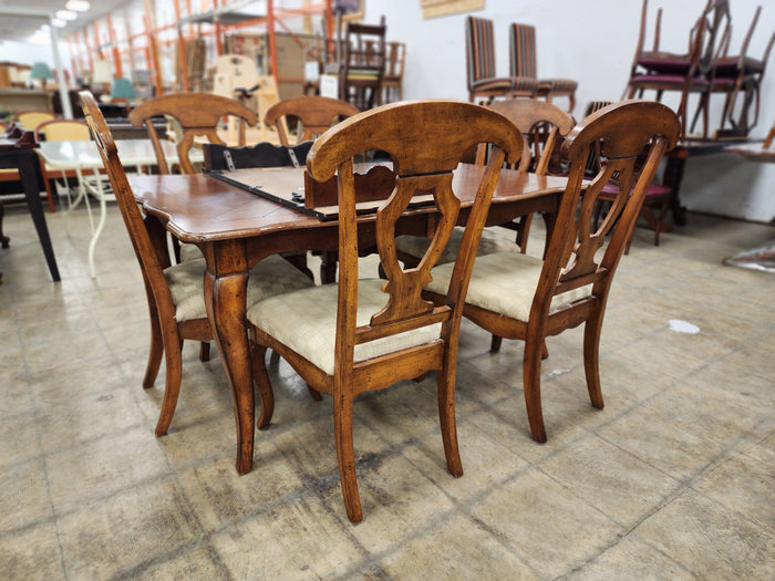 Dark Wood 7-Piece Dining Set with 1 Leaf