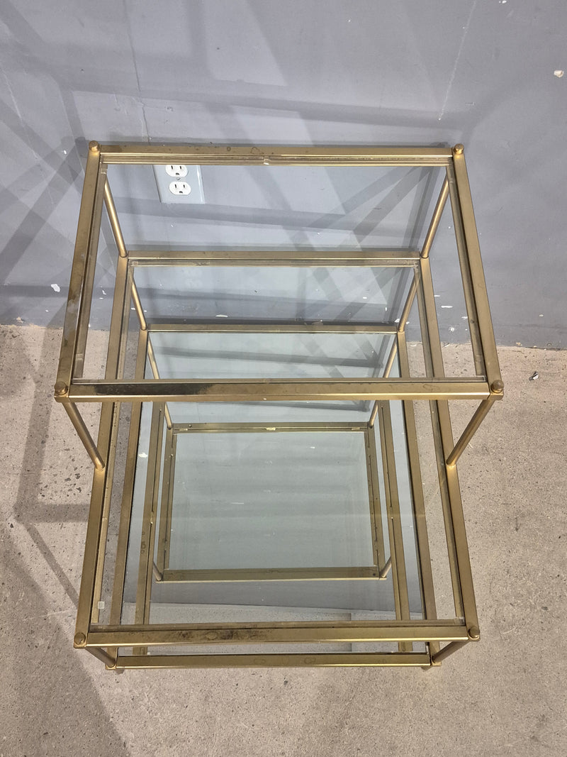 Brass-Look and Glass Side Table