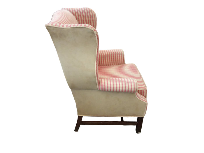 Red/Beige Wing Chair