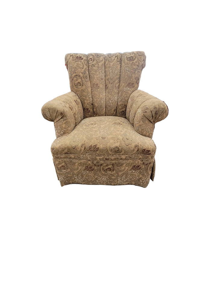 Beige Paisley-Patterned Armchair