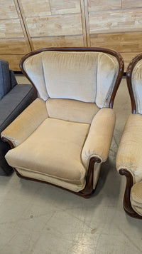 35"W Beige Wingback