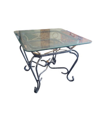Glass Top Coffee Table W/ Wrought Iron Base