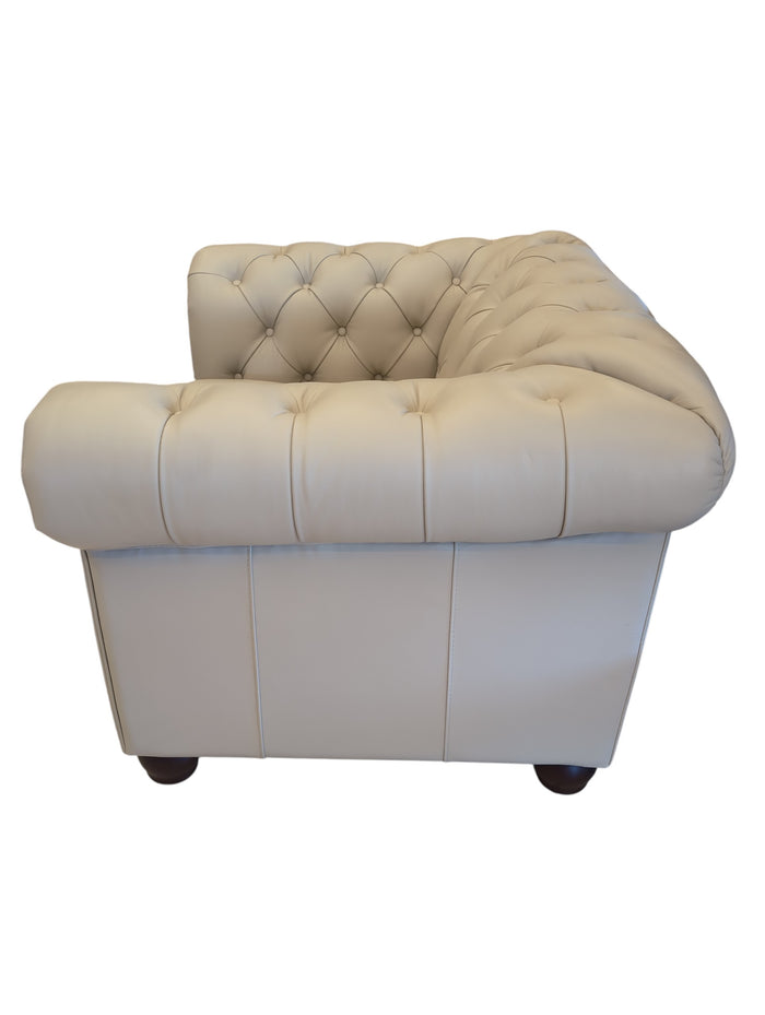 Amherst Ivory Tufted Genuine Leather Armchair
