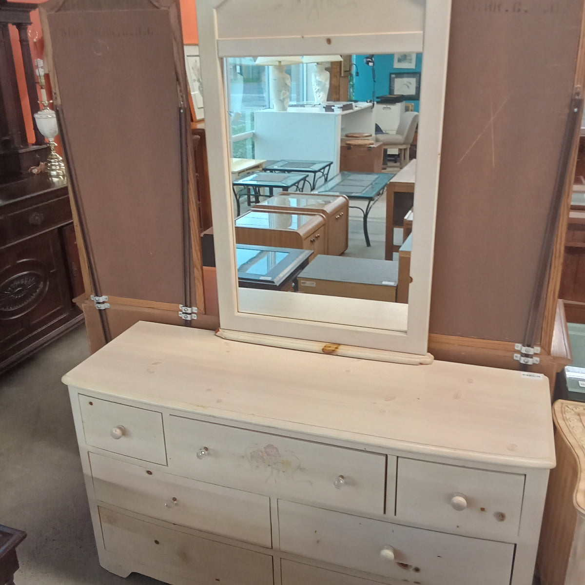56"W 7-Drawer Dresser with Mirror